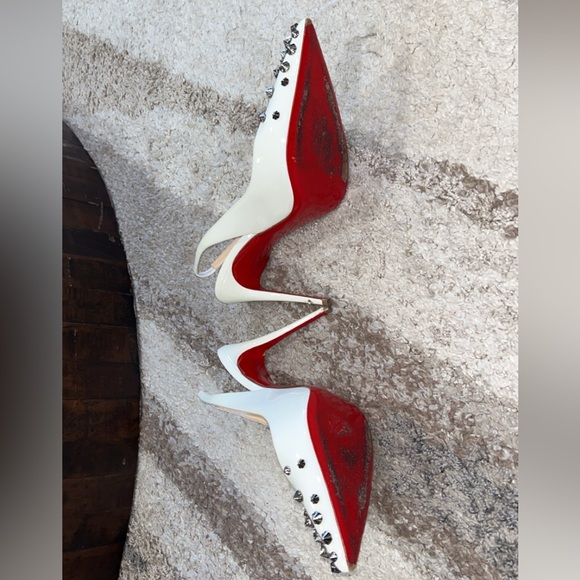Christian Louboutin White Heels with Crystal Accents - Picture 4 of 7